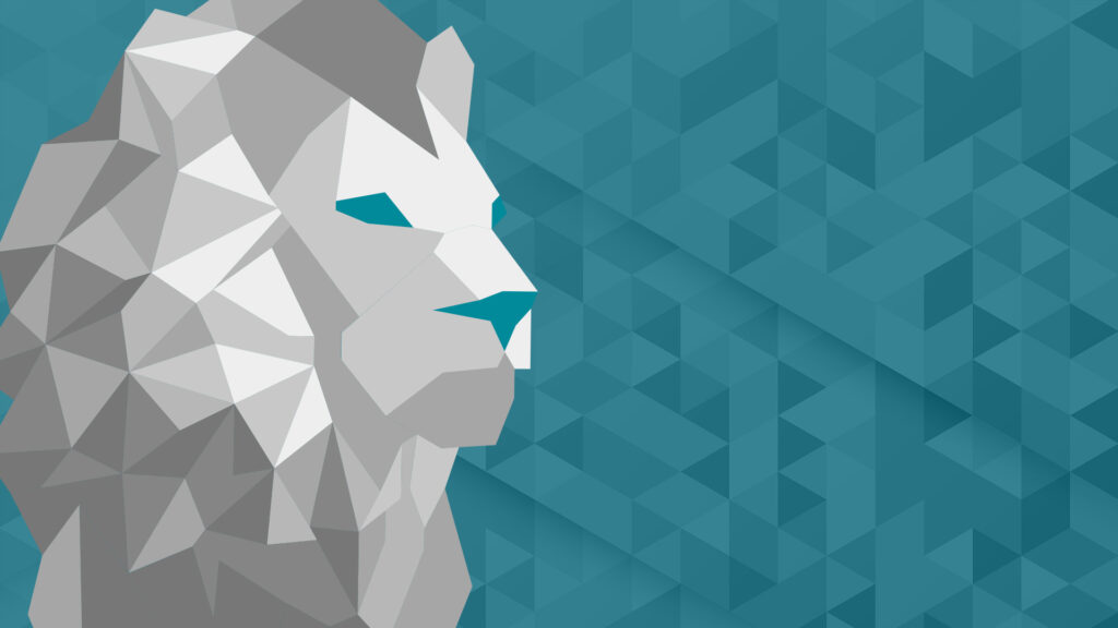 Apollo, the F&I lion logomark, looking rightward